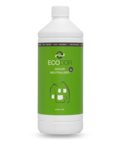 Fles Ecodor EcoHome 1 liter navulfles, een effectieve ontgeurder voor huishoudelijke toepassingen.