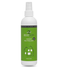 Fles Ecodor EcoHome 0.25 liter, een compacte ontgeurder voor huishoudelijke toepassingen.