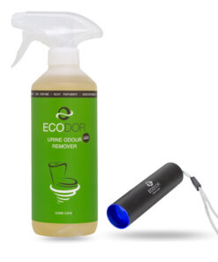 Ecodor urine geur verwijderaar spray 500 ml met UV urinevlek detector oplaadbaar