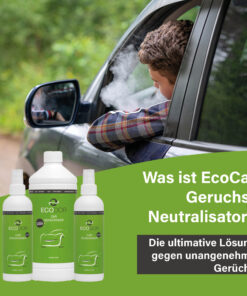 EcoCar Ontgeurder flessen met roker in auto op achtergrond